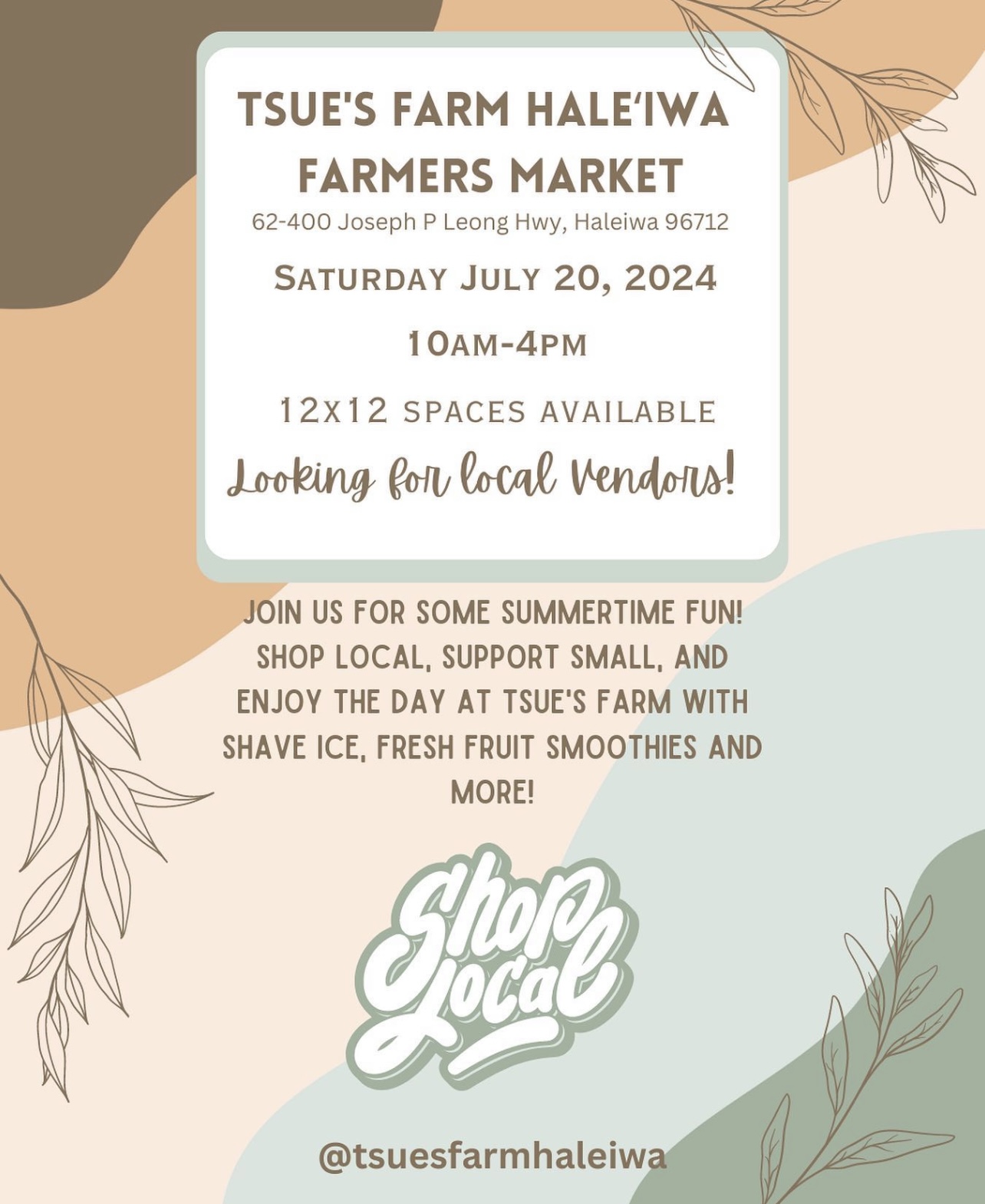 Tsue's Farm Haleiwa Farmers Market July 20, 2024