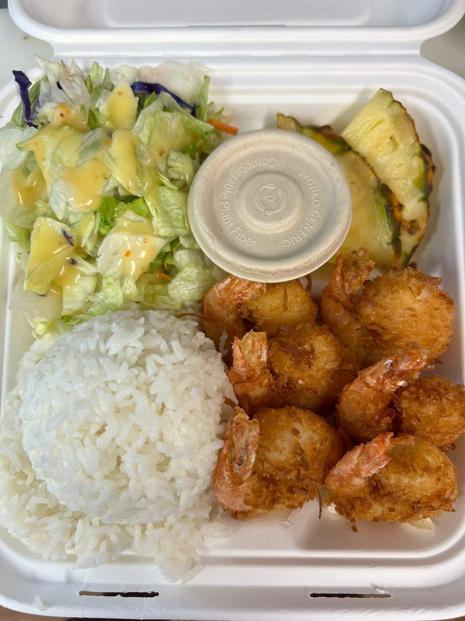 Hawaiian plate lunch at Tsue's Farm Haleiwa