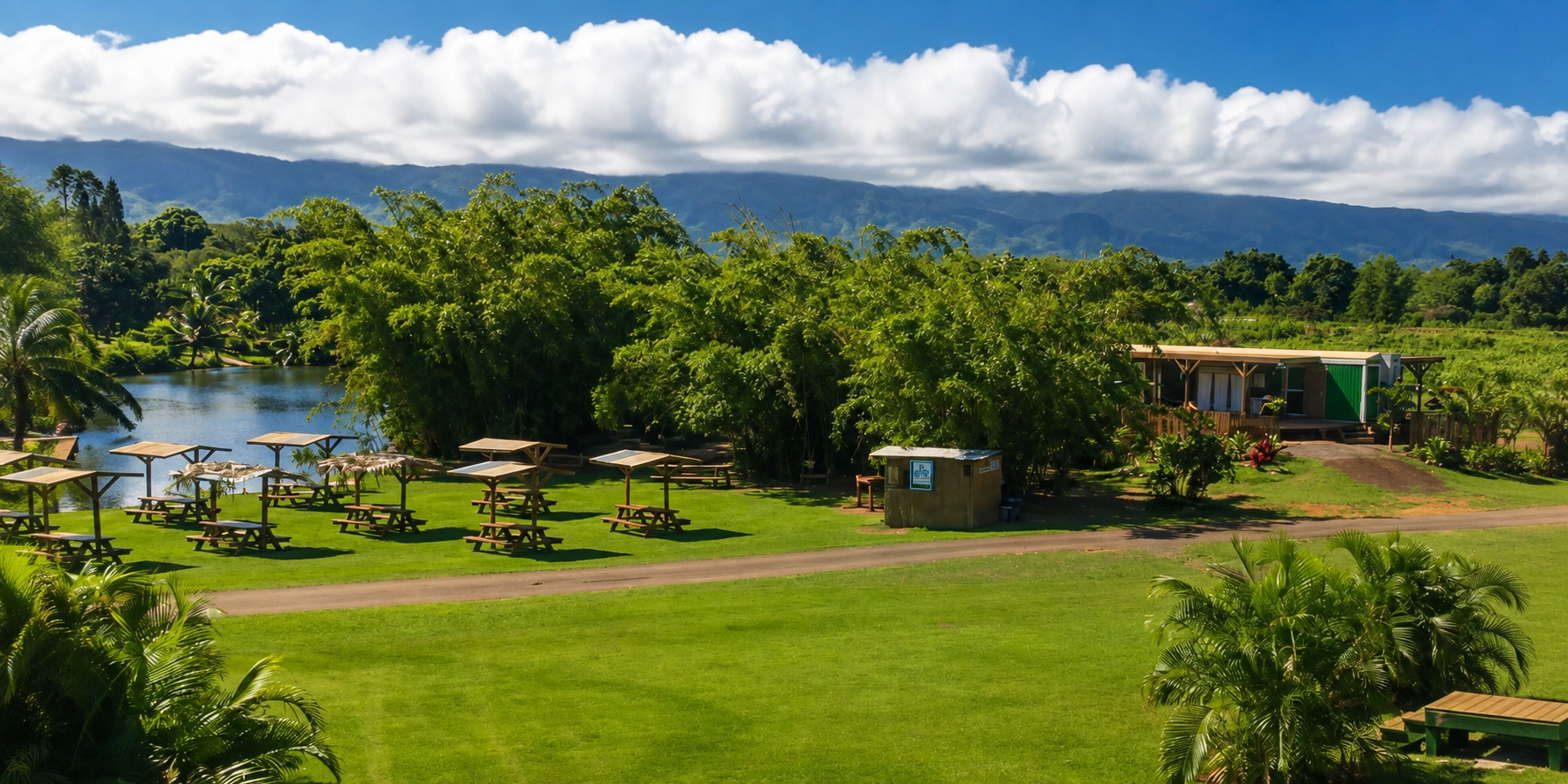 Scenic outdoor event space at Tsue's Farm